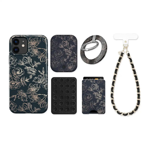 Floral Rose Gold Chrome iPhone Bundle Set