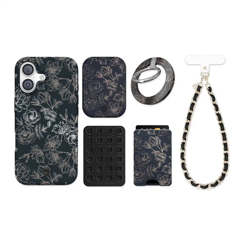 Floral Rose Gold Chrome iPhone Bundle Set
