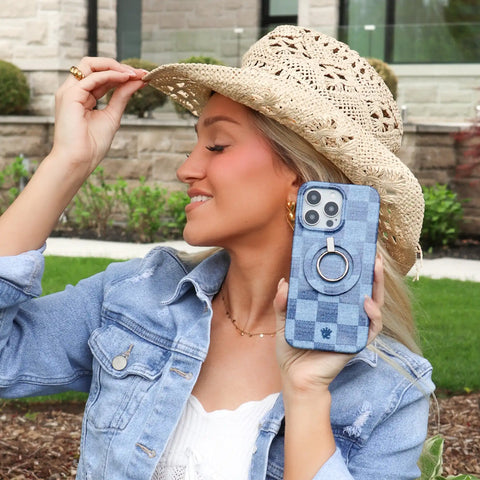 Denim Vibe Checkered MagSafe Grip Ring