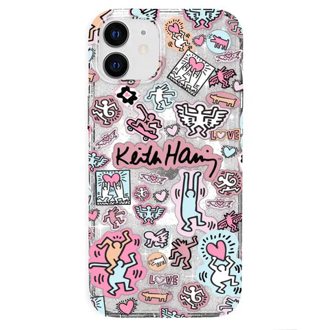 Keith Haring Pastel Glitter iPhone Case