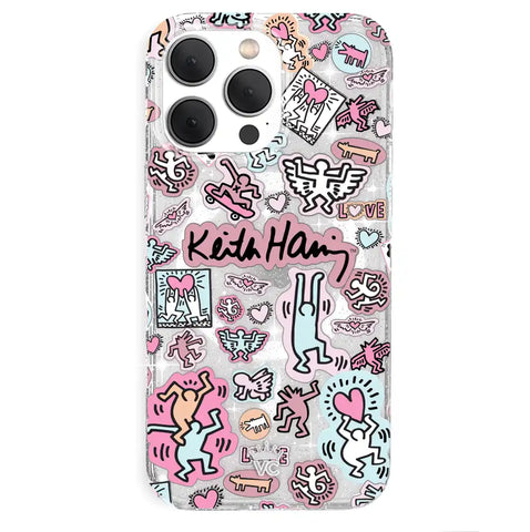 Keith Haring Pastel Glitter iPhone Case