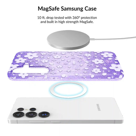 Lavender Cherry Blossom Glitter Samsung Bundle Set
