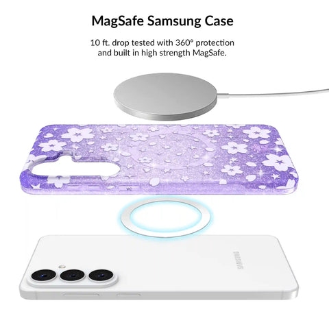 Lavender Cherry Blossom Glitter Samsung Bundle Set