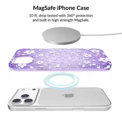 Lavender Cherry Blossom Glitter iPhone Bundle Set