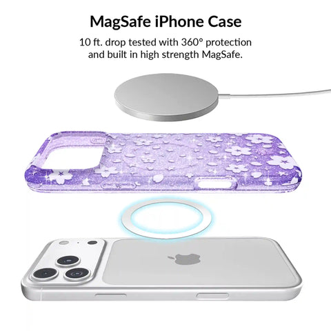 Lavender Cherry Blossom Glitter iPhone Bundle Set