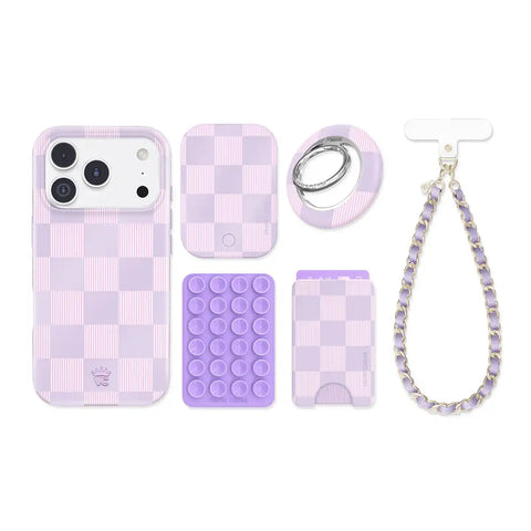Lilac Vibe Checkered iPhone Bundle Set