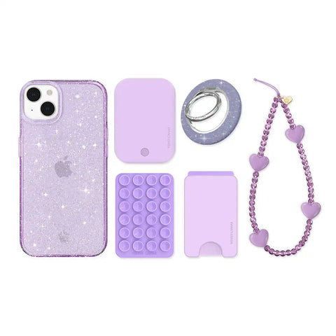 Lilac Stardust Glitter iPhone Bundle Set