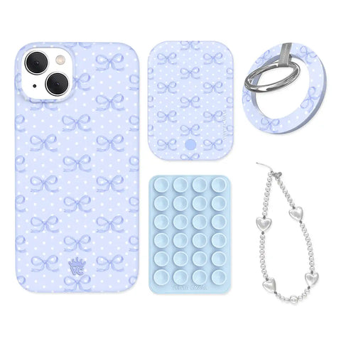 Lovely Blue Bows iPhone Bundle Set - Grip
