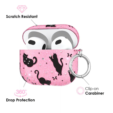Lucky Kittens Glitter AirPod Case