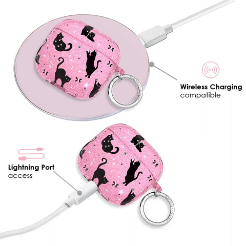 Lucky Kittens Glitter AirPod Case