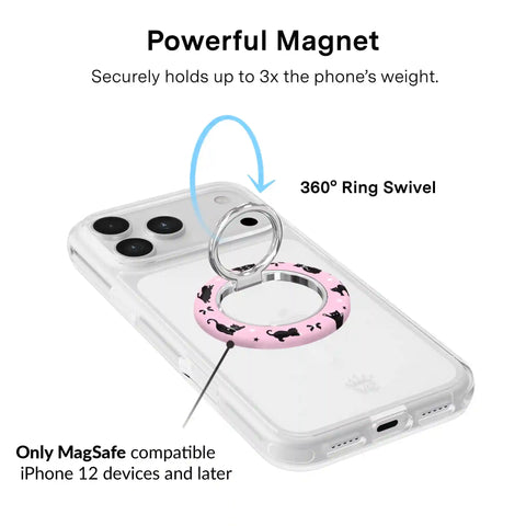 Lucky Kittens Glitter MagSafe Grip Ring