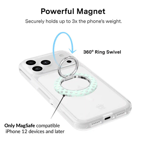 Mint Chrome Polka Dot MagSafe Grip Ring