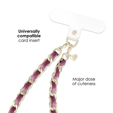 Mauve Pink Velvet Chain Phone Charm