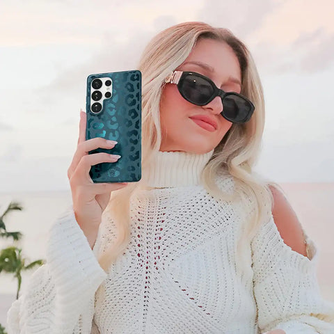 Metallic Navy Leopard Samsung Case