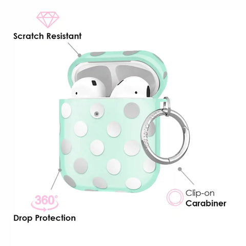 Mint Chrome Polka Dot AirPod Case