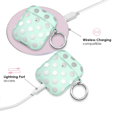 Mint Chrome Polka Dot AirPod Case