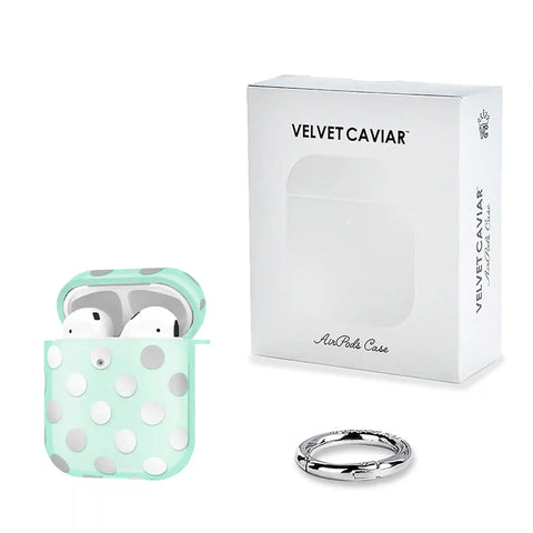 Mint Chrome Polka Dot AirPod Case
