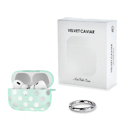 Mint Chrome Polka Dot AirPod Case