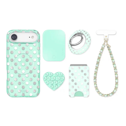 Mint Chrome Polka Dot iPhone Bundle Set