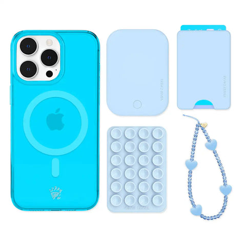 Neon Blue iPhone Bundle Set - Wallet