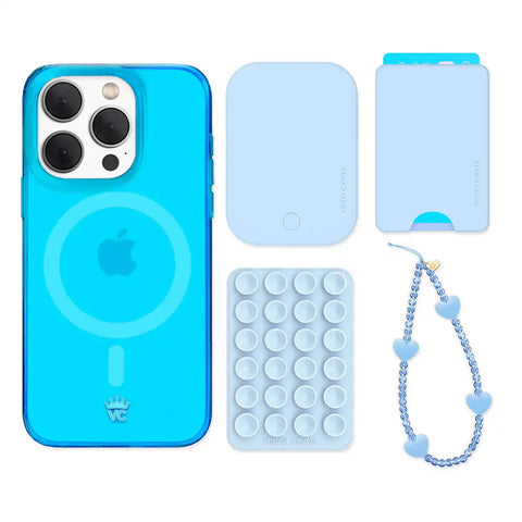 Neon Blue iPhone Bundle Set - Wallet
