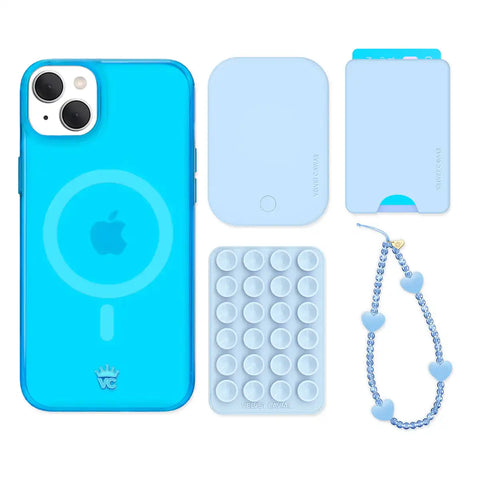 Neon Blue iPhone Bundle Set - Wallet