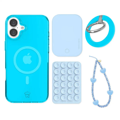 Neon Blue iPhone Bundle Set - Grip