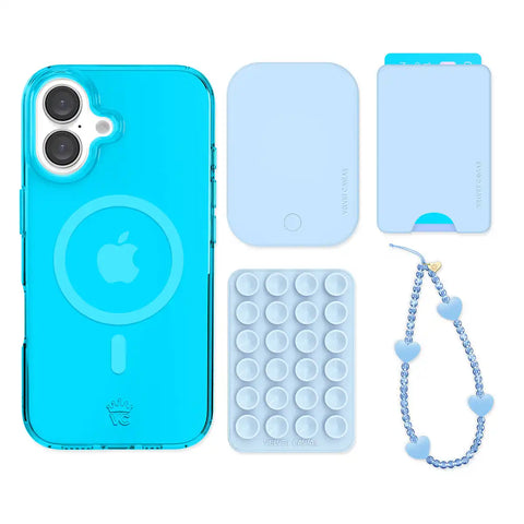 Neon Blue iPhone Bundle Set - Wallet