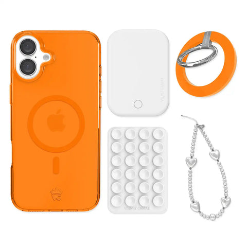Neon Orange iPhone Bundle Set - Grip