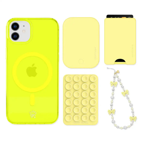 Neon Yellow iPhone Bundle Set - Wallet