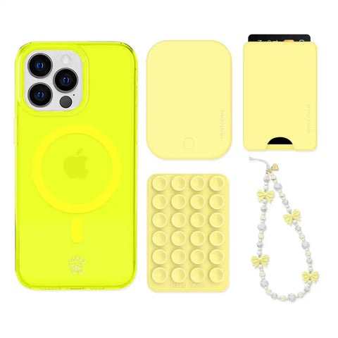 Neon Yellow iPhone Bundle Set - Wallet