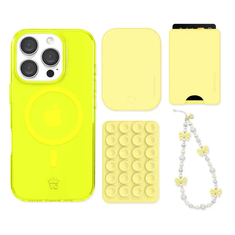 Neon Yellow iPhone Bundle Set - Wallet