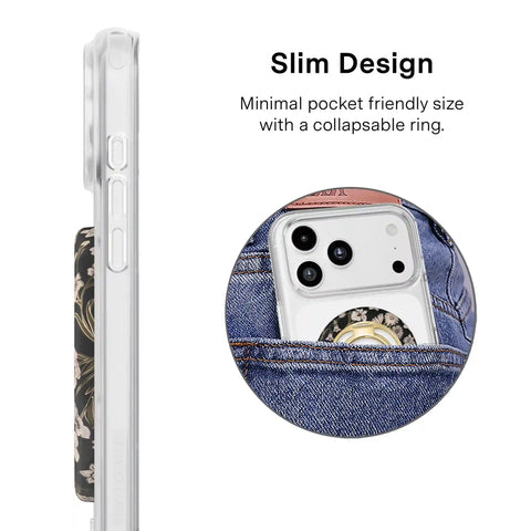 Nightbloom Gold Chrome Floral MagSafe Grip Ring