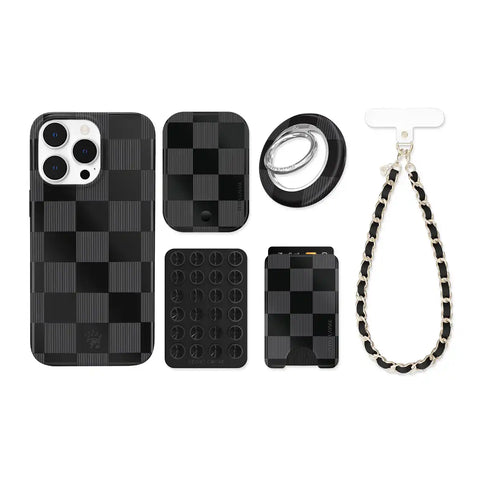 Noir Vibe Checkered iPhone Bundle Set