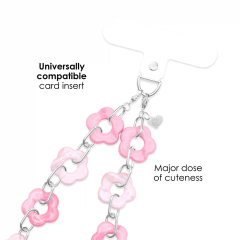 Pink Blossom Chain Phone Charm