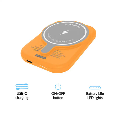 Orange Portable Portable MagSafe Charger Power Pack