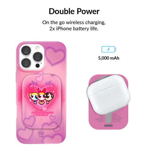 The Powerpuff Girls Airbrush Hearts Portable MagSafe Charger Power Pack