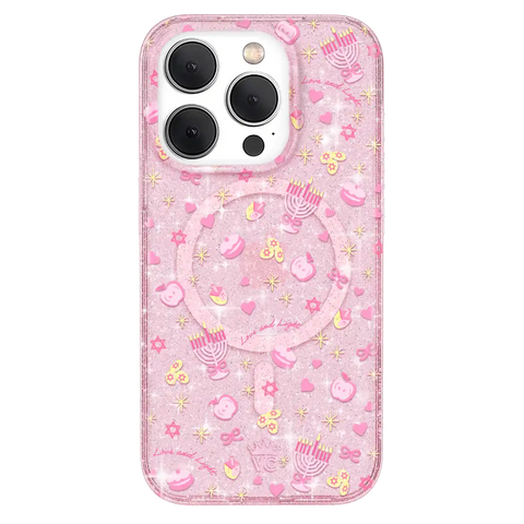 Pink Hanukkah Glitter iPhone Case