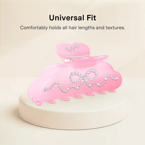 Pink Crystal Bow Hair Clip