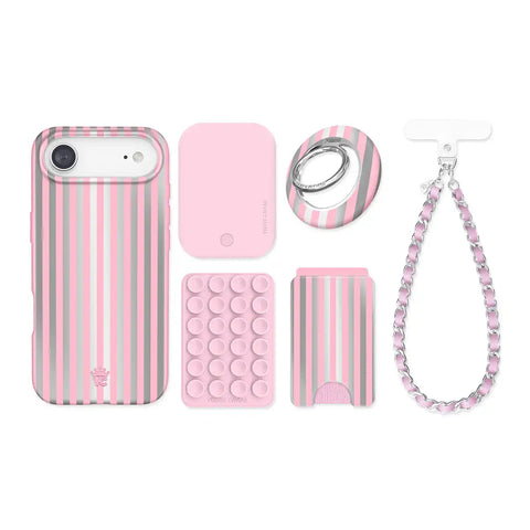 Pink Chrome Stripes iPhone Bundle Set