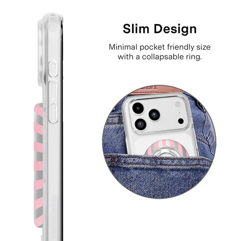 Pink Chrome Stripes MagSafe Grip Ring