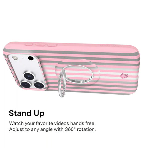 Pink Chrome Stripes MagSafe Grip Ring