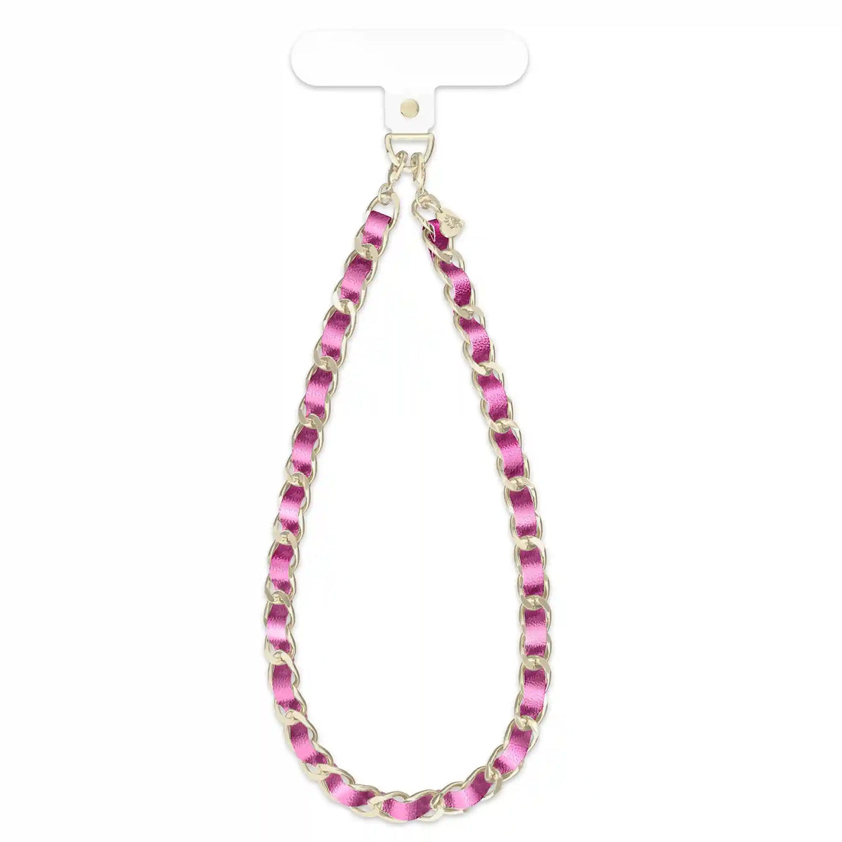 Metallic Pink Leather Chain Phone Charm