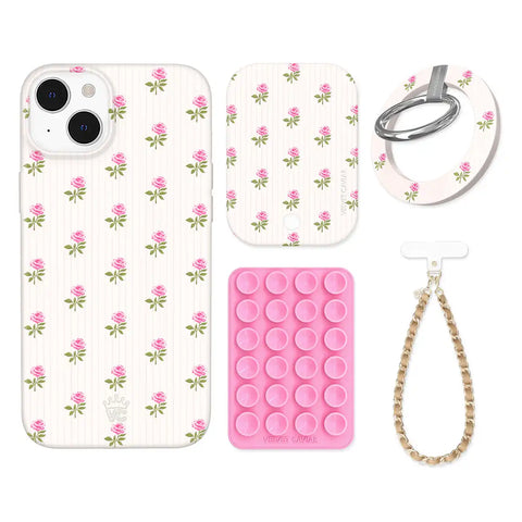 Pink Peony Floral iPhone Bundle Set - Grip