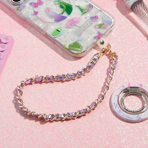 Metallic Purple Leather Chain Phone Charm