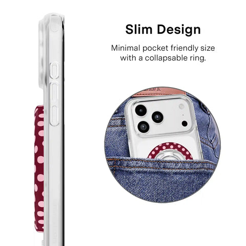 Raspberry Polka Dot MagSafe Grip Ring