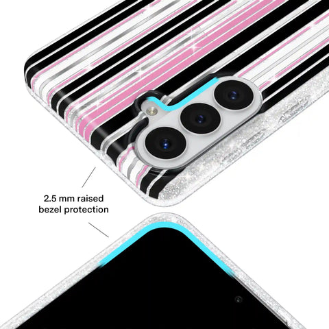 Pretty Punk Stripes Glitter Samsung Case
