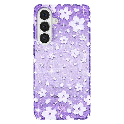 Lavender Cherry Blossom Glitter Samsung Case