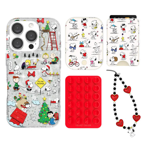 Snoopy Christmas Glitter iPhone Bundle Set - Wallet