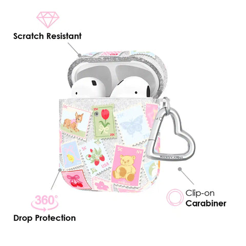 Spring Whimsy Stamps Glitter AirPod Case